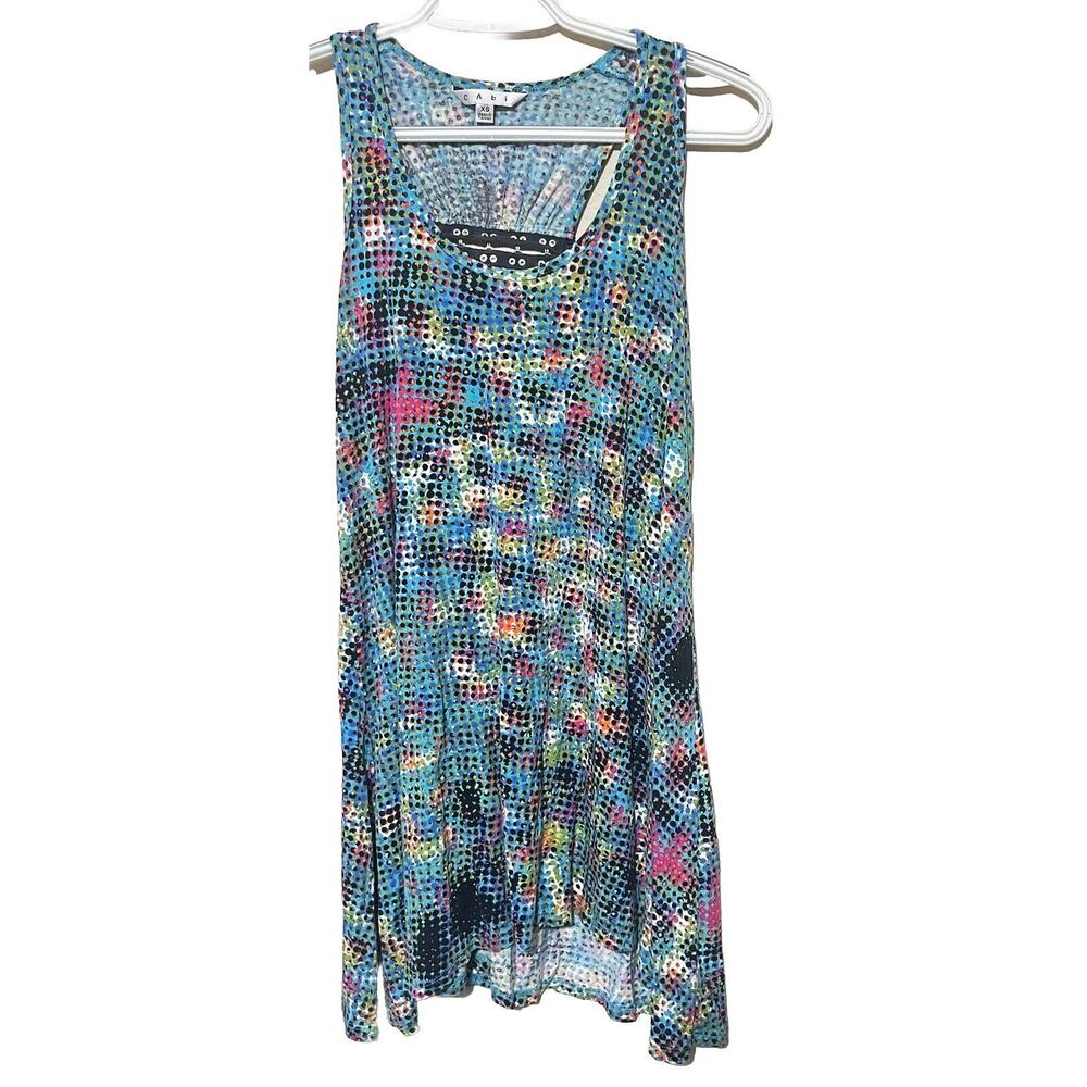 Cabi Teal Tunic Top Racerback Multi Colored Sleeveless Style #301‎ Sz XS